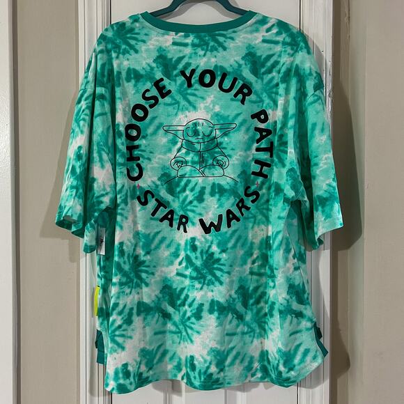 NEW Disney Star Wars Grogu Mandalorian Tie Dye T-Shirt Green - Picture 3 of 7